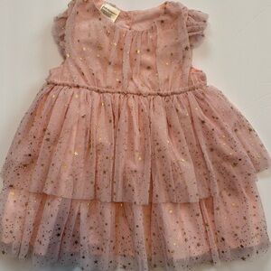 24M Baby Girl Pink Tulle Dress with Gold Star Accents